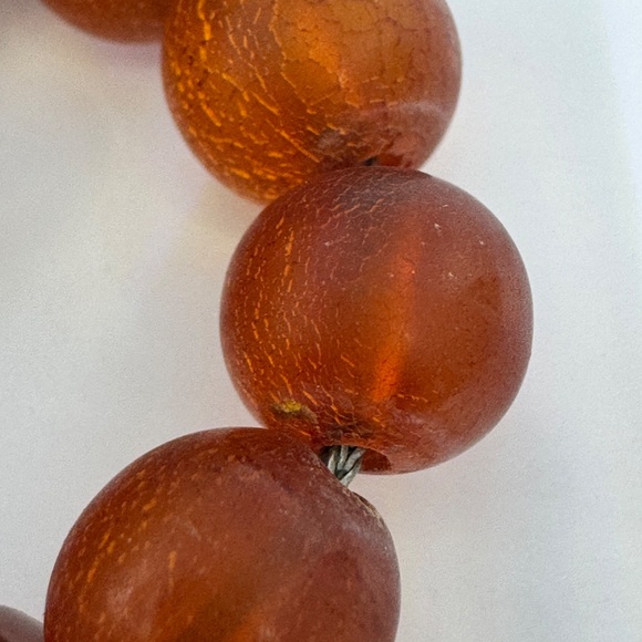 Vintage Amber Round Beads Necklace Sterling Clasp - Picture 7 of 14